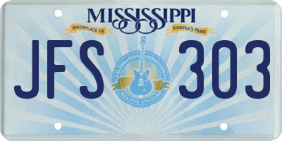 MS license plate JFS303
