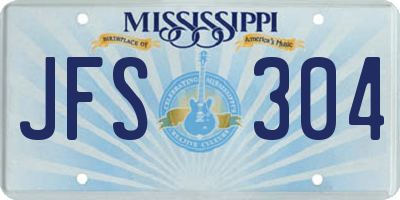 MS license plate JFS304