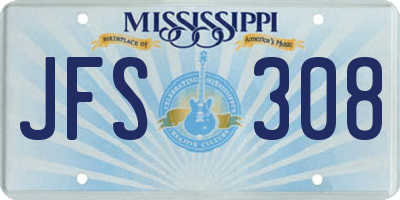 MS license plate JFS308