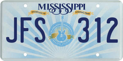 MS license plate JFS312