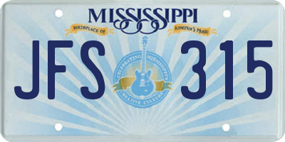 MS license plate JFS315