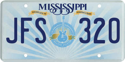 MS license plate JFS320