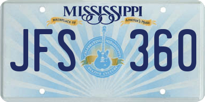 MS license plate JFS360
