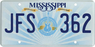 MS license plate JFS362
