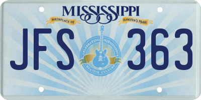 MS license plate JFS363