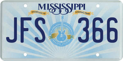 MS license plate JFS366