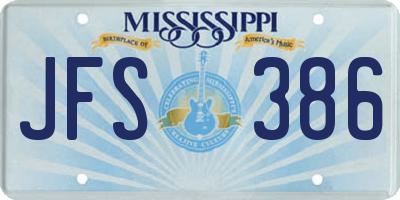 MS license plate JFS386