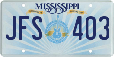 MS license plate JFS403
