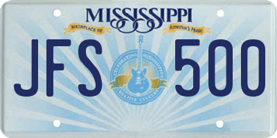 MS license plate JFS500