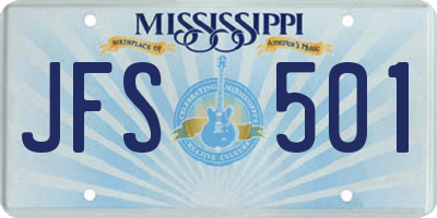 MS license plate JFS501