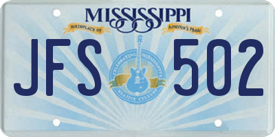 MS license plate JFS502