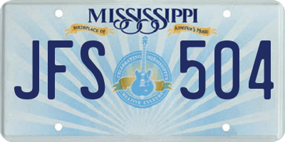 MS license plate JFS504