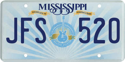 MS license plate JFS520