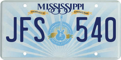 MS license plate JFS540