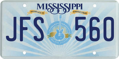 MS license plate JFS560