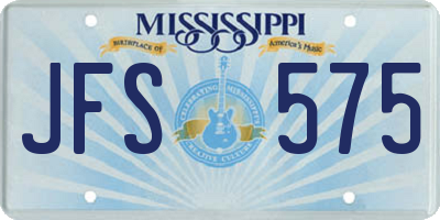 MS license plate JFS575