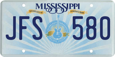 MS license plate JFS580