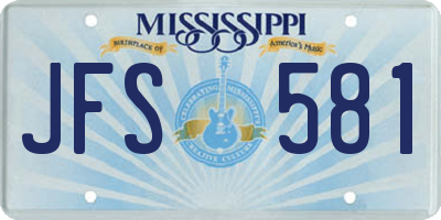 MS license plate JFS581