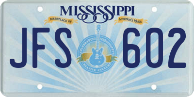 MS license plate JFS602