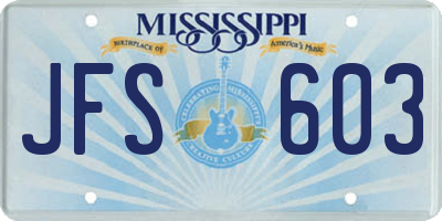 MS license plate JFS603