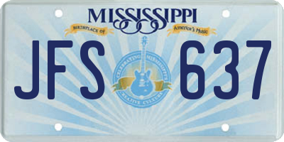 MS license plate JFS637
