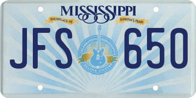MS license plate JFS650