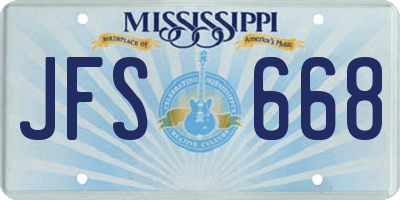MS license plate JFS668