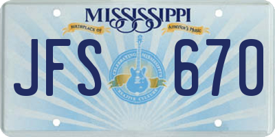 MS license plate JFS670