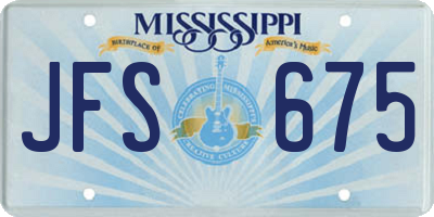 MS license plate JFS675
