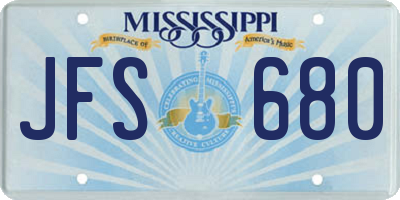 MS license plate JFS680