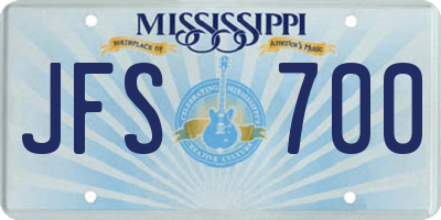 MS license plate JFS700