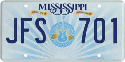 MS license plate JFS701