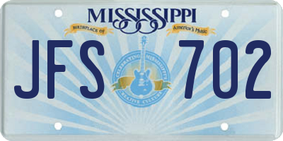 MS license plate JFS702