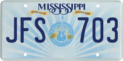 MS license plate JFS703