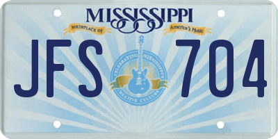 MS license plate JFS704