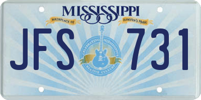 MS license plate JFS731
