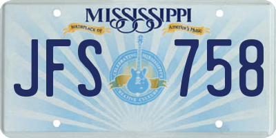 MS license plate JFS758