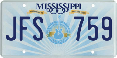 MS license plate JFS759