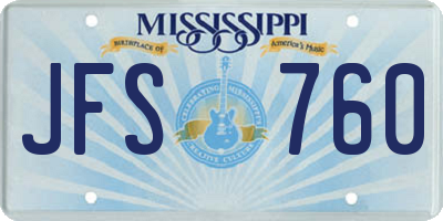 MS license plate JFS760