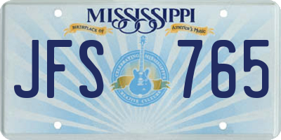 MS license plate JFS765