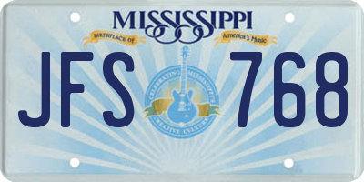 MS license plate JFS768