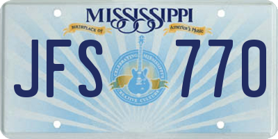 MS license plate JFS770