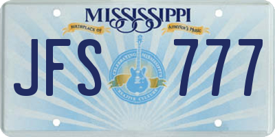 MS license plate JFS777