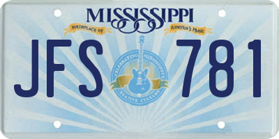 MS license plate JFS781