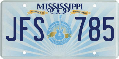 MS license plate JFS785