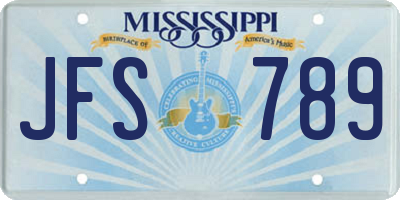 MS license plate JFS789