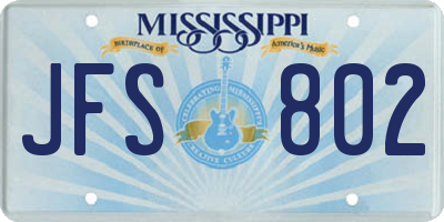 MS license plate JFS802