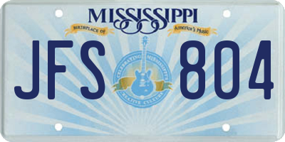 MS license plate JFS804
