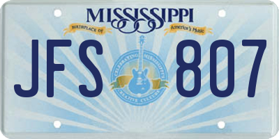 MS license plate JFS807