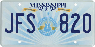 MS license plate JFS820